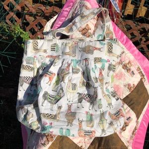 Handmade clothe tote bag . Llama pattern